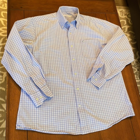 Southern Tide Button Down. Large. Mountainside windowpane. Blue. Cotton - Picture 1 of 11